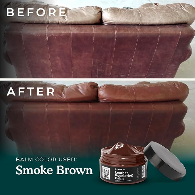 Clyde's™ Recoloring Balm | Non-Toxic Material Dye & Restorer for Furniture, Car Seats, & More | 23 Colors (Smoke Brown, 100ML)