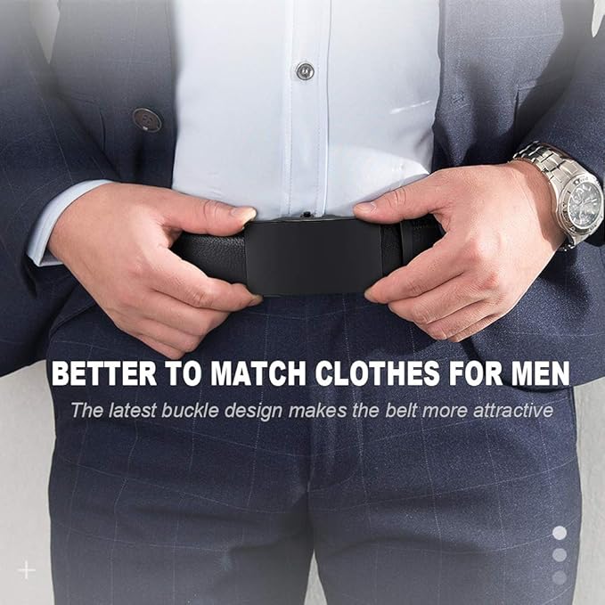DOOPAI Belt Men, Ratchet Dress Adjustable 1 3/8" Sliding Leather Designer, Size Length Can be Cut, with Gift Box