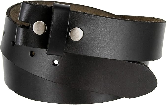 Men's Replacement Belt Strap 100% Genuine Leather Plain Casual Belt Strap with Snaps 1-1/2"(38mm) Wide