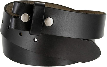 Men's Replacement Belt Strap 100% Genuine Leather Plain Casual Belt Strap with Snaps 1-1/2"(38mm) Wide