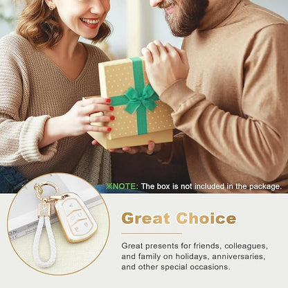 PIFOOG Key Fob Cover Fit for Cadillac XT5 XT6 XT4 CTS CT6 ATS SRX XTS 5 Buttons White Gold Car Keys Case Shell Bling Keychain Full Protector Covers Accessories Girly Women Cute Soft TPU