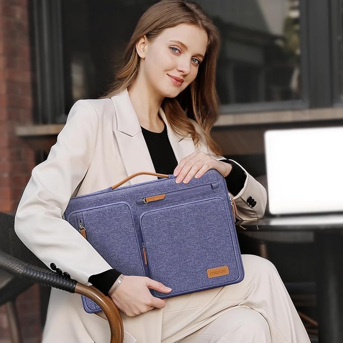 MOSISO 360 Protective Laptop Case 14 inch, 14 inch Laptop Sleeve Compatible with HP Lenovo Dell ASUS Acer, HP, Dell Latitude, Lenovo, Side Open Carrying Case with 4 Zipper Pockets&Handle,Purple Orchid