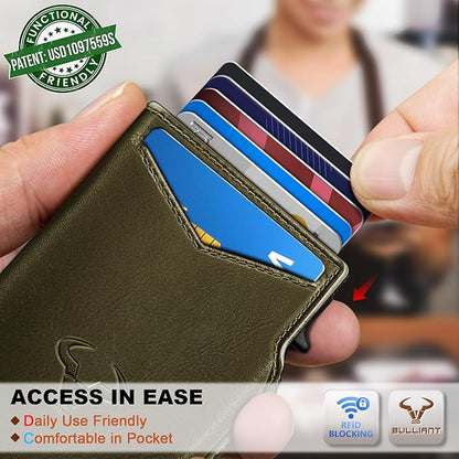 BULLIANT Men Wallet Gift Boxed,Slim Front Pocket Wallet Money Clip Card Holder 3.8"x2.7",Pop-up Access