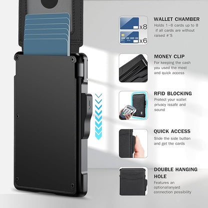 umoven Wallet for Men - with Money Clip Slim Leather Slots Credit Card Holder RFID Blocking Bifold Minimalist Wallet (Gravel Black)