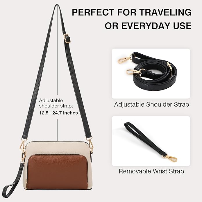 Marvolia Crossbody Bag for Women - PU Leather Shoulder Bag Trendy Small Crossbody Purse Bag for Travel Work Party