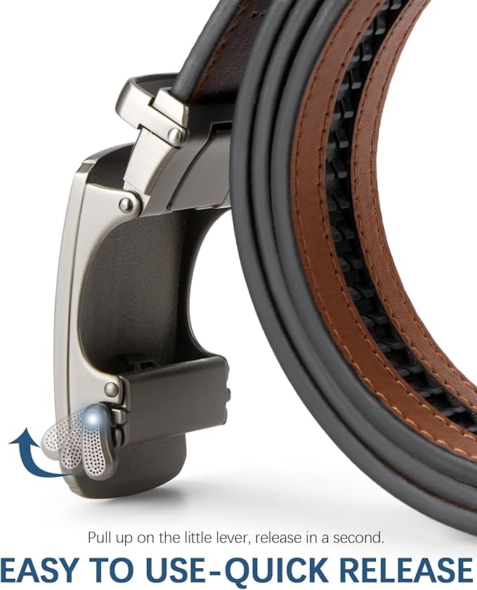 BOSTANTEN Mens Belt Leather Ratchet Belt For Men Dress and Casual with Adjustable Buckle, Trim to Fit