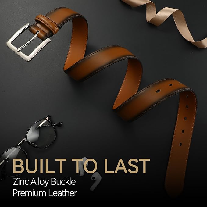 Men's Genuine Leather Dress Belt, 1 3/8" Classic Mens Jeans Pants Belt for Work Business Casual Golf