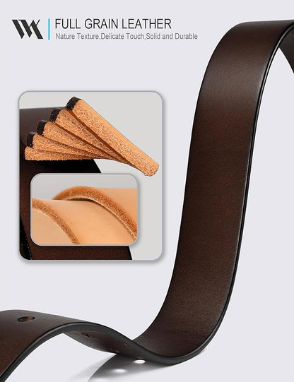 WOLFANT Men's 1.5" Top Full Grain Leather Belt in Gift Box,100% Italian Real Solid Leather