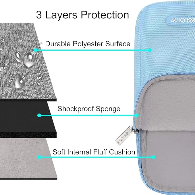 MOSISO Laptop Case 16 inch, 15-15.6 inch Laptop Sleeve Compatible with MacBook Pro 16 M5 M4 M3 M2 M1, HP Acer Dell Lenovo ASUS, Polyester Vertical Computer Sleeve Bag with Pocket, Air Blue