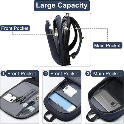 Business Backpack 17 Inch Slim Expandable Waterproof Travel Laptop Backpacks with USB Charger Port Anti-Theft Lightweight Large Work Computer Bag College Laptop Backpacks Gifts for Men Women,Dark Blue