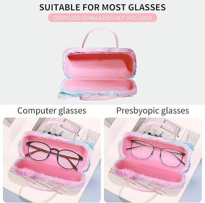 PERFECTSIGHT Hard Shell Eyeglasses Case, PU Leather Protective Glasses Case, Cute Eyeglass Case for Women Men Girls