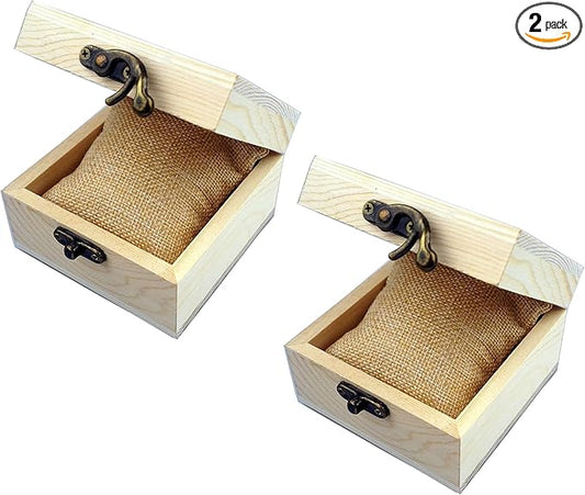 2Pcs/PACK Unfinished Wood Box Gift Wooden Box for your Gift Jewelry Watch (Wooden Box-2PCS/PACK)