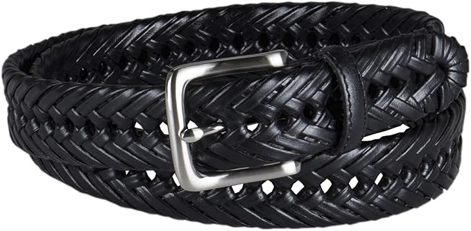 Tommy Hilfiger Men's Fully Adjustable Leather Braided Belt, Classic Strap for Jeans, Khakis & Dress Pants