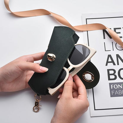 Vintage Leather Sunglasses Case, Portable Protective Case for Glasses Unisex Glasses Pouch Spectacles Organizer