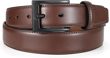 XZQTIVE TSA Belt For Men Metal Free Dress Belts Hypoallergenic Leather Belt With Black Buckle Nickle Free