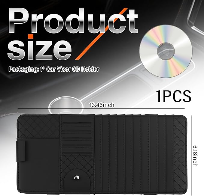 CD Holder for Car,Leather Multi-Purpose Car Visor Organizer Cars CD Holder for Storing CDs/DVD/Card/Pen/Sunglasses,Universal CDs Visor Holders for Cars Interior Accessories