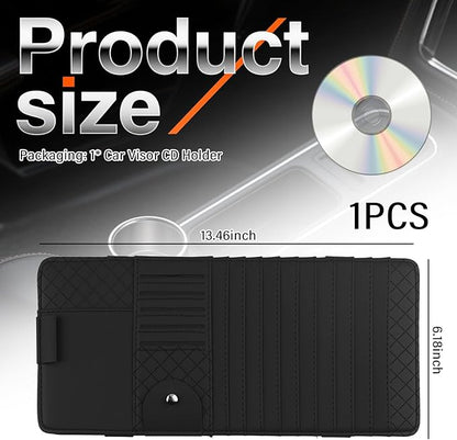 CD Holder for Car,Leather Multi-Purpose Car Visor Organizer Cars CD Holder for Storing CDs/DVD/Card/Pen/Sunglasses,Universal CDs Visor Holders for Cars Interior Accessories