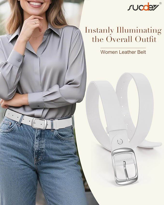 SUOSDEY Women Belts For Jeans Dresses Pants Ladies Leather Waist Belt with Elegant Buckle, Width 1.3"