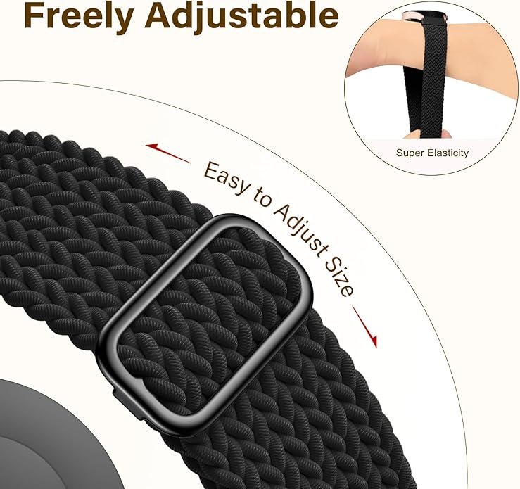 SNBLK 3 Pack 18mm 20mm 22mm Braided Watch Band Compatible with Garmin Vivoactive 5 Watch Bands/Vivoactive 6/3/4s, Quick Release Adjustable Elastic Nylon Loop Strap for Venu 3S/2S/Venu 3/2 Women Men