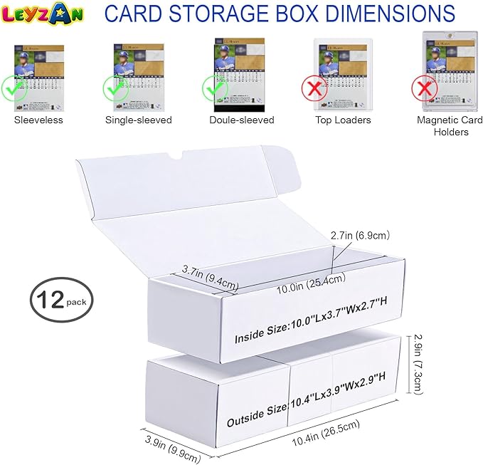 Trading Card Storage Boxes, 12 Pack 600 Count Cardboard Card Organizer for MTG, TCG & Sports Cards, Fits Sleeved Cards, Bulk Card Storage for Trading Card Collections