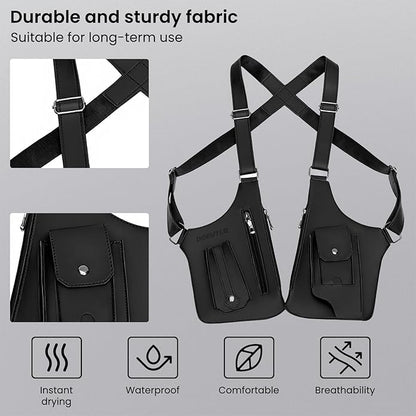 Double Shoulder Armpit Bag for Men Premium Vegan Leather Anti-Theft Underarm Bag, Adjustable Bag with Multiple Pockets Pouch