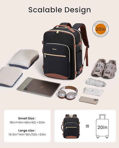 LOVEVOOK 56L Travel Backpack for Women & Men, Airline Approved Carry On Luggage with 3 Packing Cubes, TSA Overnight Bags, Waterproof Personal Item Bag, Weekender Essentials Backpacks fits 17" Laptop