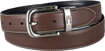 Tommy Hilfiger Men's Reversible Leather Belt, 2‑in‑1 Design for Dress Or Casual Wear