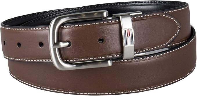 Tommy Hilfiger Men's Reversible Leather Belt, 2‑in‑1 Design for Dress Or Casual Wear