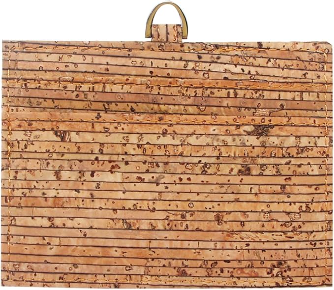 Badge Holder, Boshiho Eco-Friendly Cork ID Name Credit Card Case with Neck Lanyard Strap, Horizontal Style (Line)