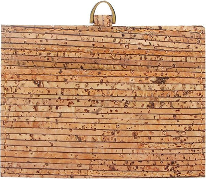 Badge Holder, Boshiho Eco-Friendly Cork ID Name Credit Card Case with Neck Lanyard Strap, Horizontal Style (Line)