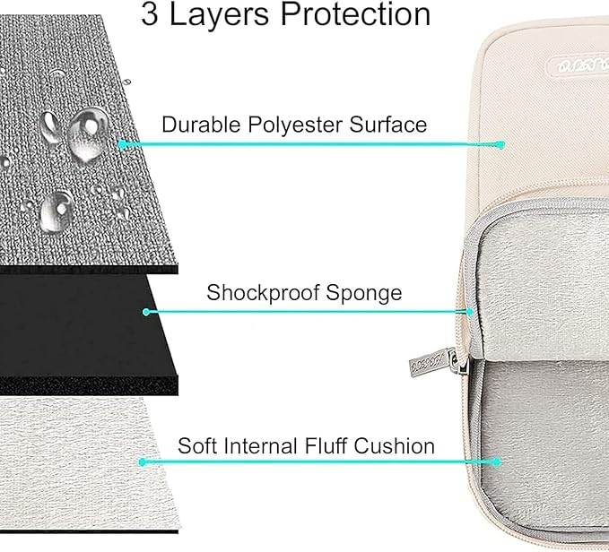 MOSISO Laptop Case 16 inch, 15-15.6 inch Laptop Sleeve Compatible with MacBook Pro 16 M5 M4 M3 M2 M1, HP Acer Dell Lenovo ASUS, Polyester Vertical Computer Sleeve Bag with Pocket, Sand