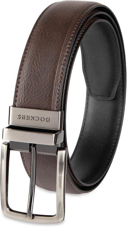 DOCKERS Men's Two-in-one Reversible Rotative Buckle Everyday Casual Dress Belt (Regular and Big & Tall Sizing)