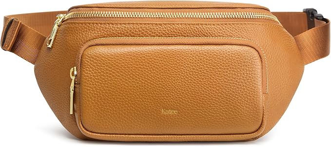 Kattee Fanny Packs for Women, Leather Crossbody Bags for Women Trendy, Small Belt Bag,Fashion Waist Packs with RFID Blocking, Brown
