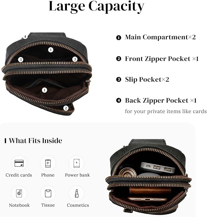 S-ZONE Genuine Leather RFID Blocking Small Sling Bag Women Crossbody Fanny Packs