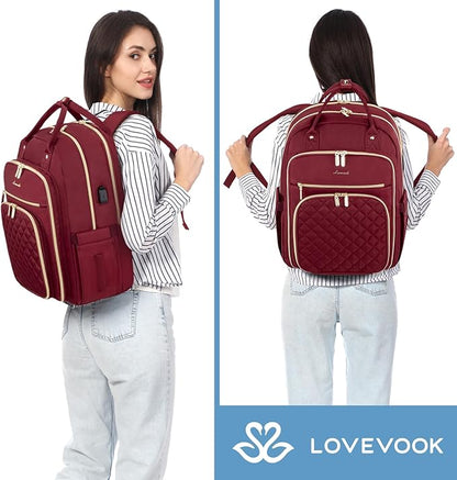 LOVEVOOK 17" Laptop Backpack for Women with Laptop Compartment, Water Resistant Travel Work Backpacks Purse Stylish College Business Teacher Nurse Computer Bag