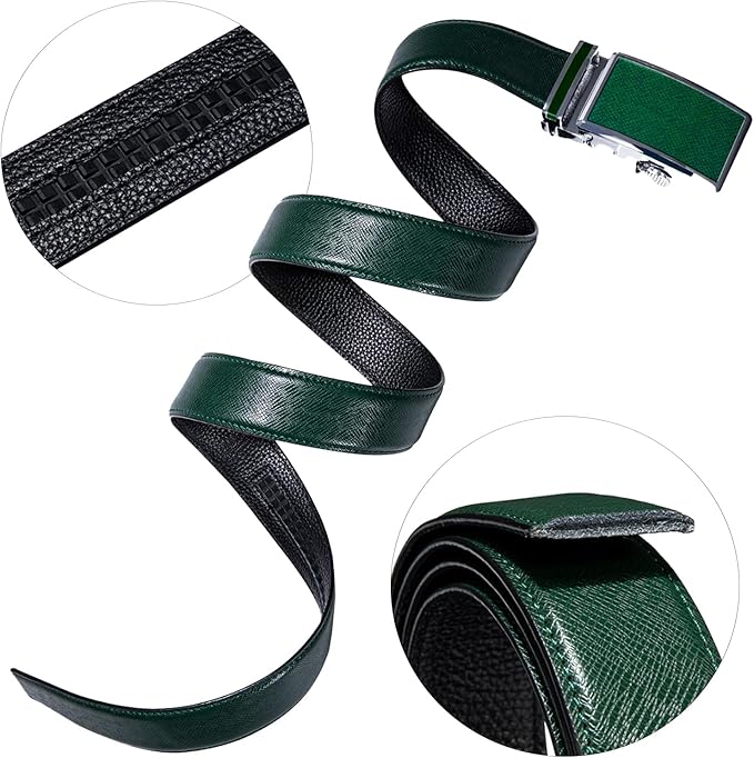 Barry.Wang Mens Belts Leather Ratchet Automatic Buckle Slide Click 1 3/8" Designer Dress Fashion Classic Casual Work Business