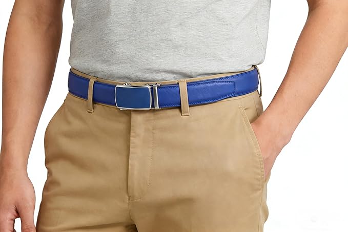 Lingli Men's Belt,Ratchet Dress Belt with Automatic Buckle Brown/Black-Trim to Fit-35mm wide
