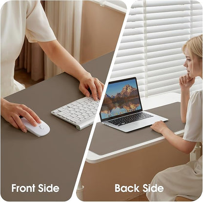 Leather Desk Pad Protector 31.5×15.7inch Non-Slip Large Gaming Mouse Pad Waterproof Desk Writing Pad Desk Blotter Laptop and Keyboard Mat for Office and Home(Brown)