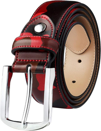 Falari Men Genuine Leather Casual Dress Belt With Single Prong Buckle, Classic Style Belt