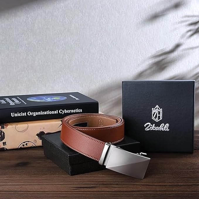 Zitahli Ratchet Belts for Men,Adjustable for Gift mens belt Leather For Dress and Casual Trim to Fit,Men's Accessories