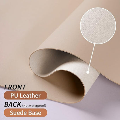 Bloss Leather Desk Pad and Keyboard Wrist Rest, Large Mouse Pad + Keyboard Pad+Mouse Wrist Support, Non-Slip Desk Mat Protector for Office, Home (35.4×15.7 Inches,Beige)