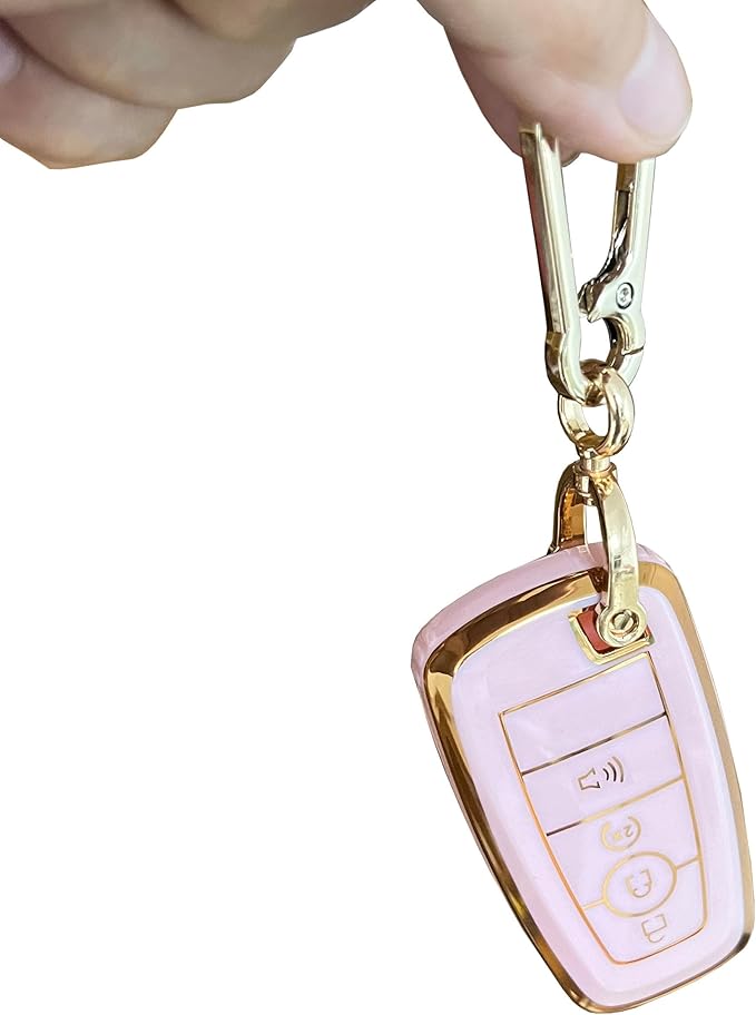 Keyless Entry Remote for Ford Key Fob Cover Protective Shell Fits for Ford Edge Escape Expedition Explorer Fusion Mustang Ranger F-150 F-250 (4-Button-B-Pink)