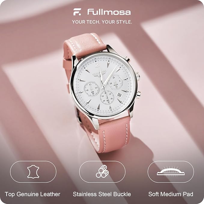Fullmosa Watch Band, Quick Release Leather Watch Strap for Men Women, Replacement Bands Width 12mm 14mm 16mm 18mm 19mm 20mm 21mm 22mm 24mm
