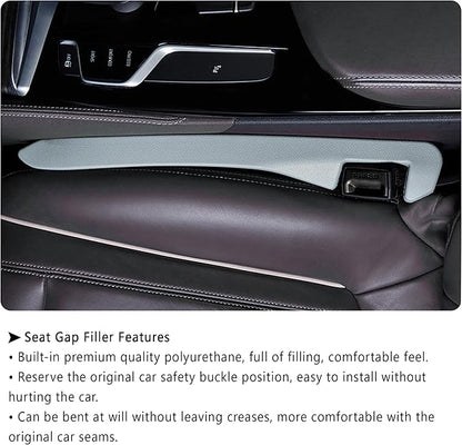 Junecarp Car Seat Gap Filler 2 Pack,Flexible Car Gap Filler Organizer to Impede Items from Dropping,Essential Interior Car Accessories Seat Gap Plug Perfectly Fits Car Gap (Gray)