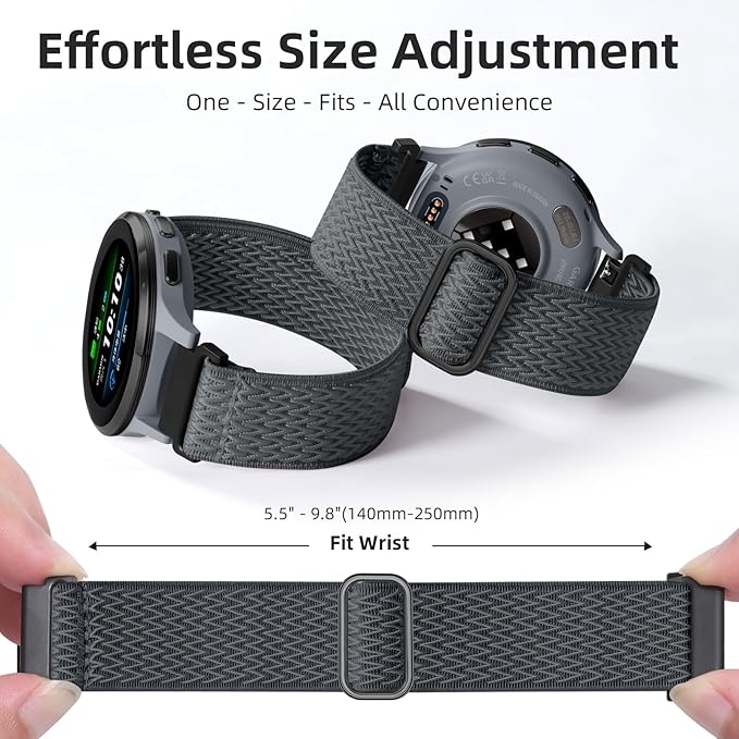 GEAK 18mm Quick Release Replacement Wristband Compatible with Garmin Venu 3S Watch Band, Soft Nylon Breathable Sport Strap for Venu 2S /Vivoactive 4S Watch Band/Forerunner 265s/255s Men Women