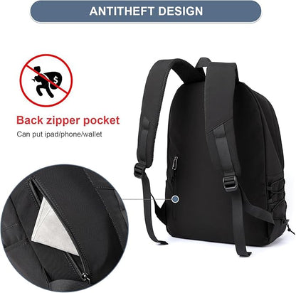 School Black Small Aesthetic Backpack Lightweight Water-resistant Simple Casual Daypack GymBackpack Suitable for Teenagers Kids School College Travel