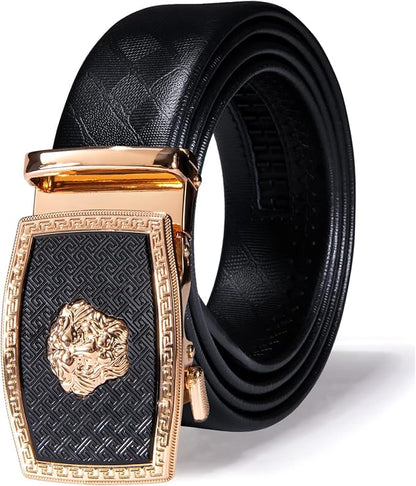 Dubulle Men's Ratchet Belt Gold/Black/Red/Green/Blue/White Automatic Buckle Business Casual Belt Gift - Adjustable Fit
