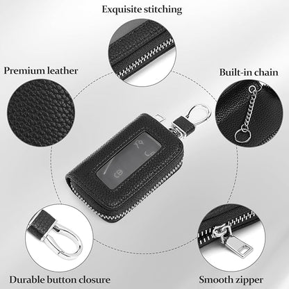 SENDEFN Universal Car Key Fob Case Leather Smart Remote Keychain Protector Holder