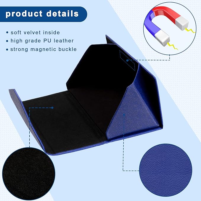 Flutesan 4 Pack Foldable Glasses Sunglasses Case PU Hard Shell Collapsible Eyeglasses Leather Case 4 Cleaning Cloths