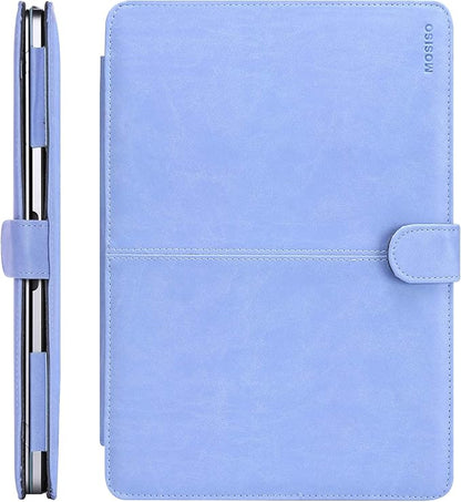 MOSISO Case Compatible with MacBook Air 13.6 inch M4 M3 M2 2025-2022 /Air 13 M1 2022-2018 /Pro 13 inch M2 M1 2025-2016, PU Leather Portfolio Protective Stand Cover, Serenity Blue